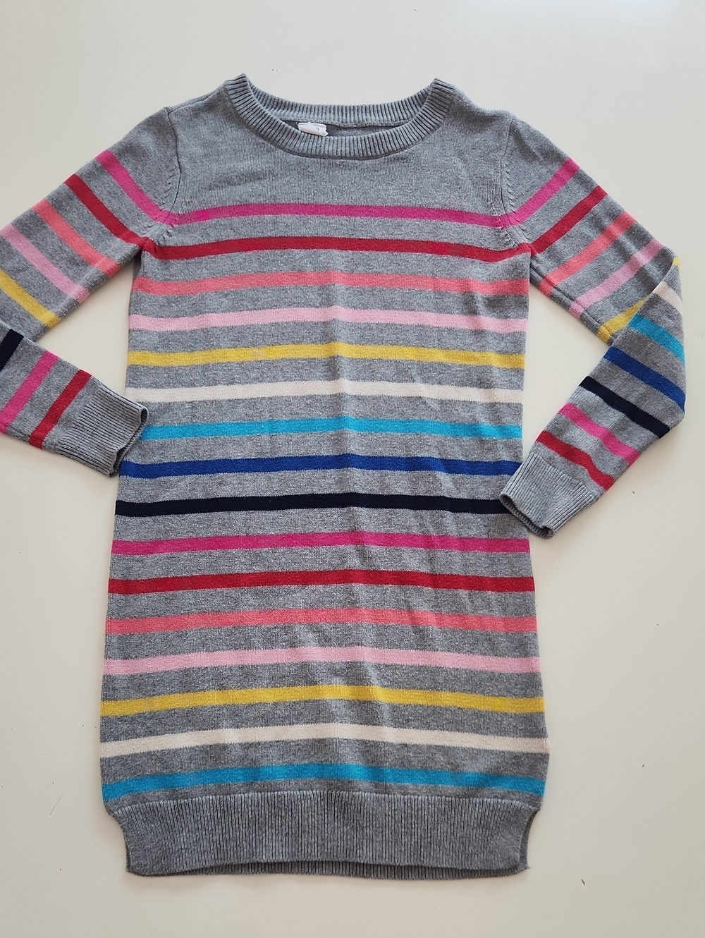 Gap Kids Gray Rainbow Stripe Knit Striped Knit Sweater Dress Medium 8/9